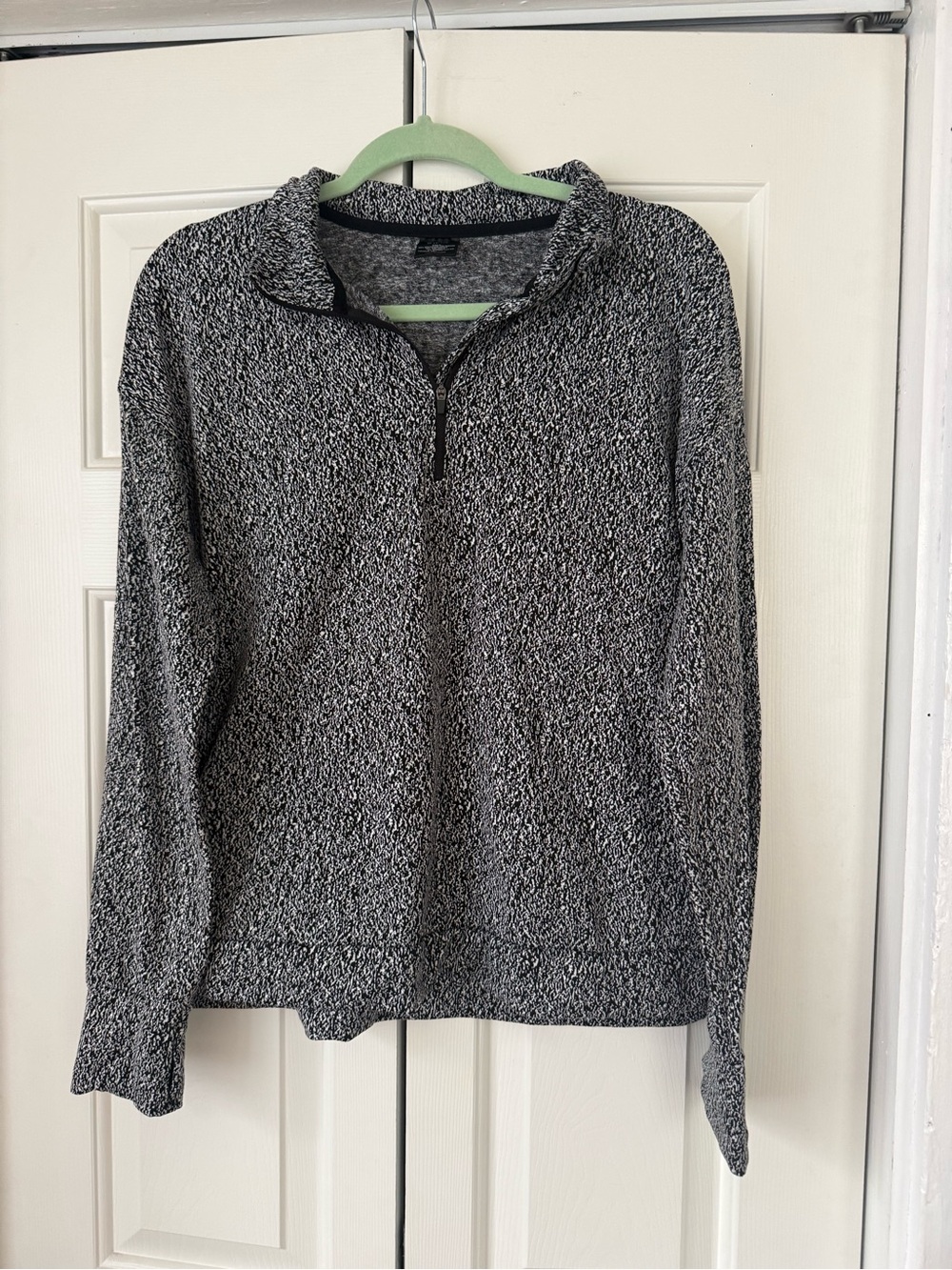 Avia Marled Half-Zip Sweatshirt - Black & White